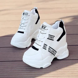 WGZNYN Spring Autumn 10Cm Super Hihg Wedge Shoes Woman Sneakers Female Casual Shoes Hook Loop Comfortable Platform Sneaker W05