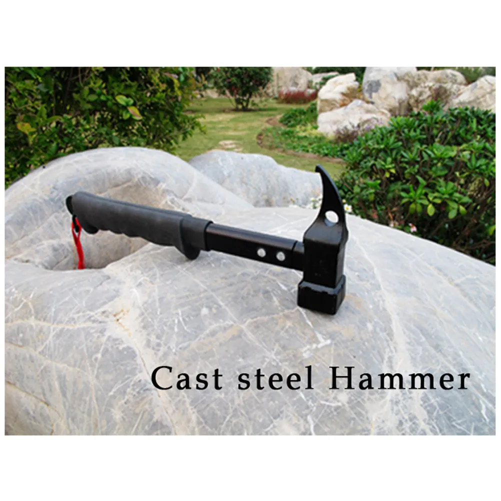 

Молоток для кемпинга из литой стали с кованой стальной головкой, удобной ручкой, для забивания колышков, многофункциональный, с ремешком