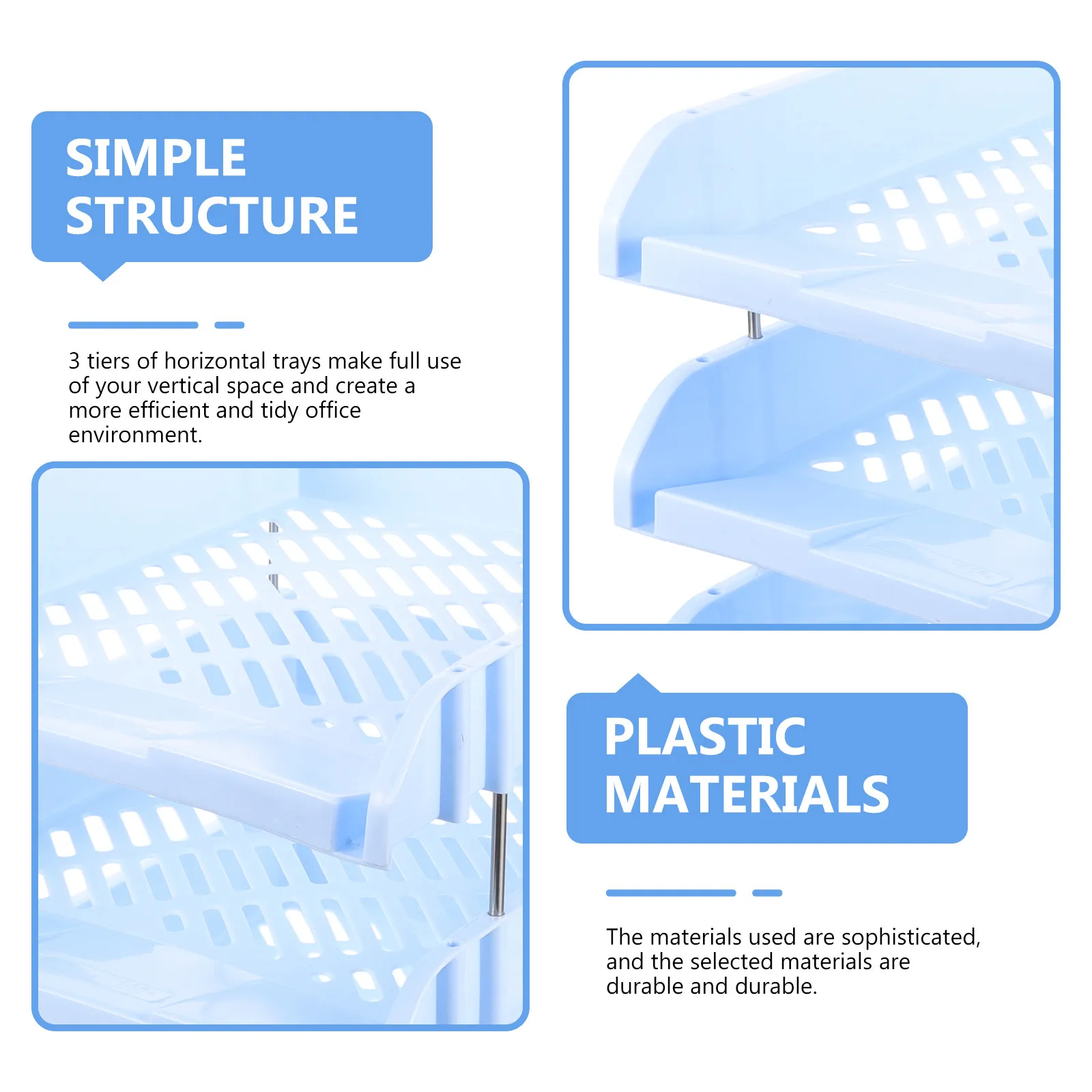 3 Tier Desk File Organizer for Office Home School Use Desktop Paper Tray Storage Rack Document Magazine Holder Stackable Letter