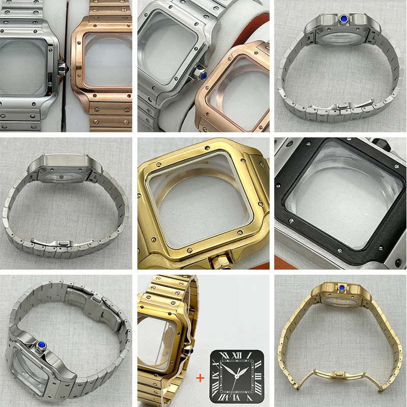 

NH36 Watch Case 38mm Square Case Set Silver Black Gold Rose Gold Compatible SKX Modification Parts NH35 NH36 Movements
