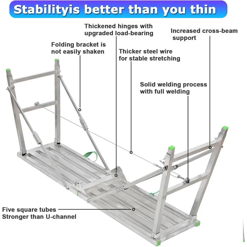 Adjustable Height Multipurpose Steel Scaffolding Work Platform and Ladder Bench, 160cm (140cm)