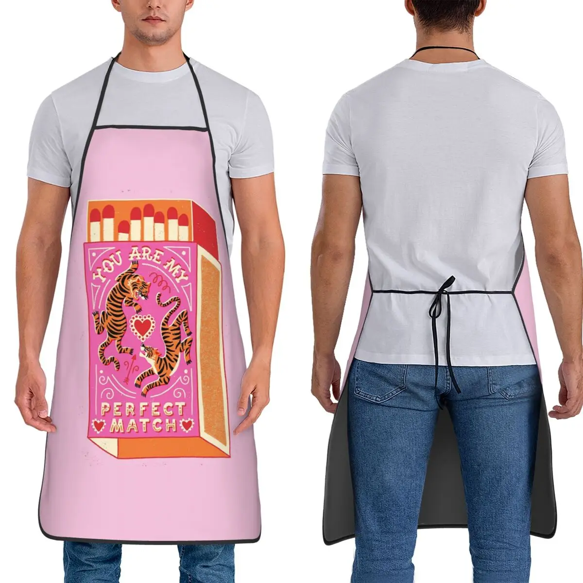 Perfect Match Aprons Chef Cuisine Tablier Waterproof Bib Kitchen Cleaning Pinafore for Women Men Painting