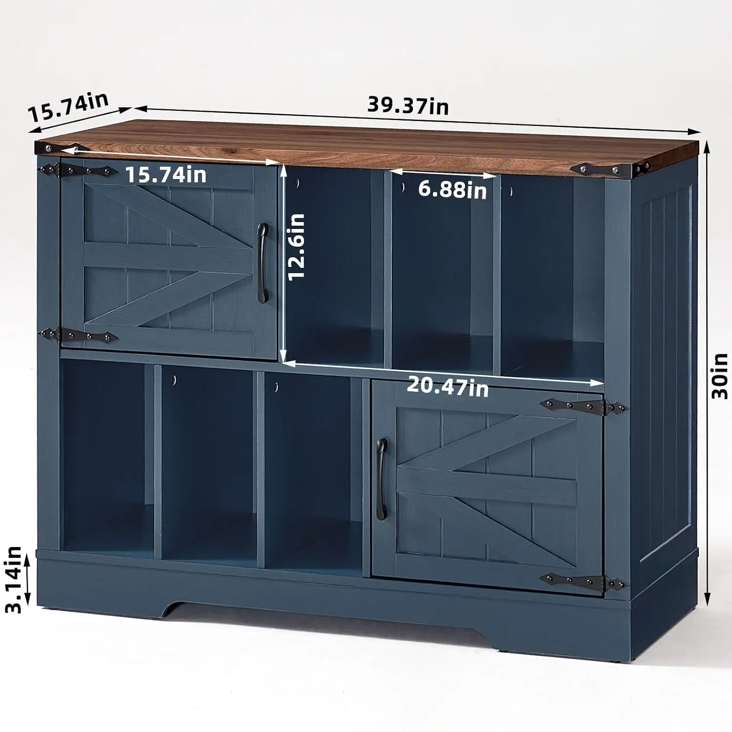 Hot-sellingLarge Record Player Stand with Vinyl Storage Up to 450 Albums, 39 Inch Farmhouse Wood Navy Blue Vinyl Records Storage