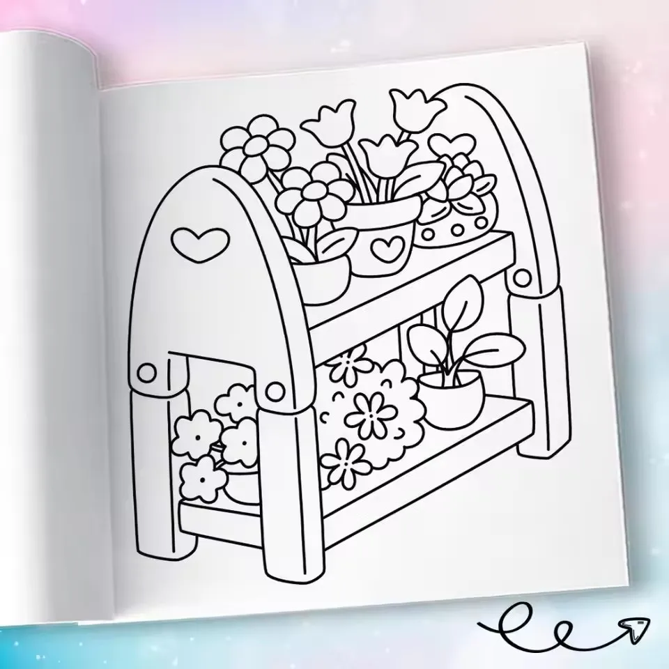 TINY GARDENS Bold-easy Patterns Coloring Book for Adults Cute Drawing Book Perfect Gift for Party and Birthday