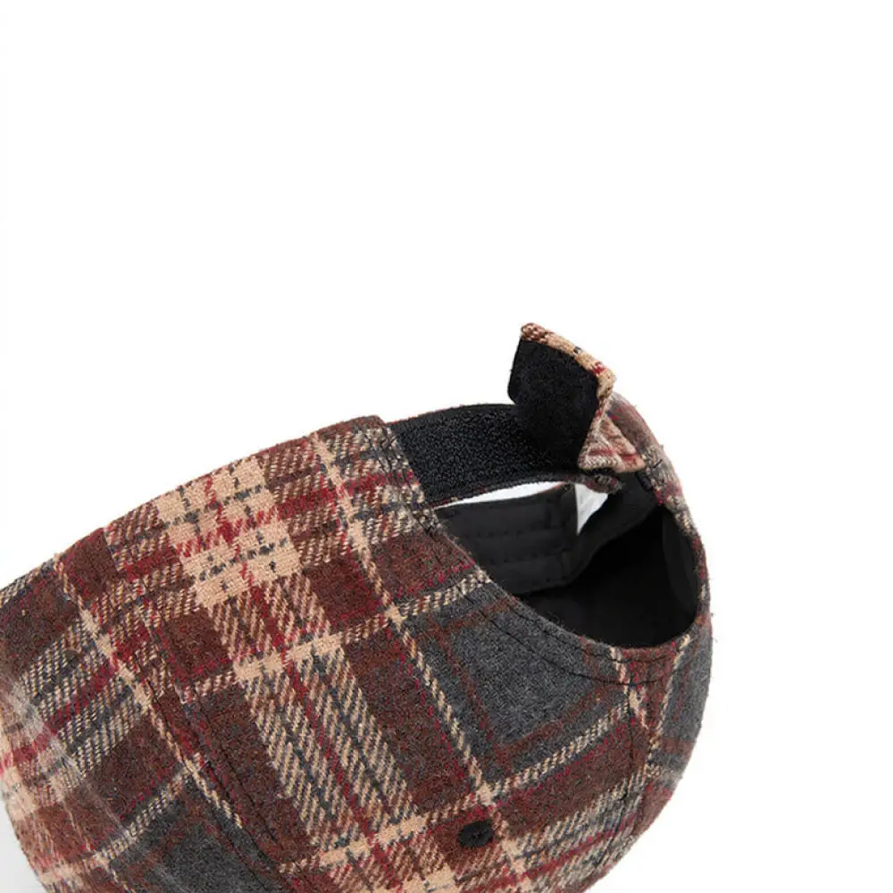 Casual Plaid Baseball Cap For Unisex Autumn Winter Warm Hat Adjustable Outdoor Sunshade Sporty Cotton Fashion Cap