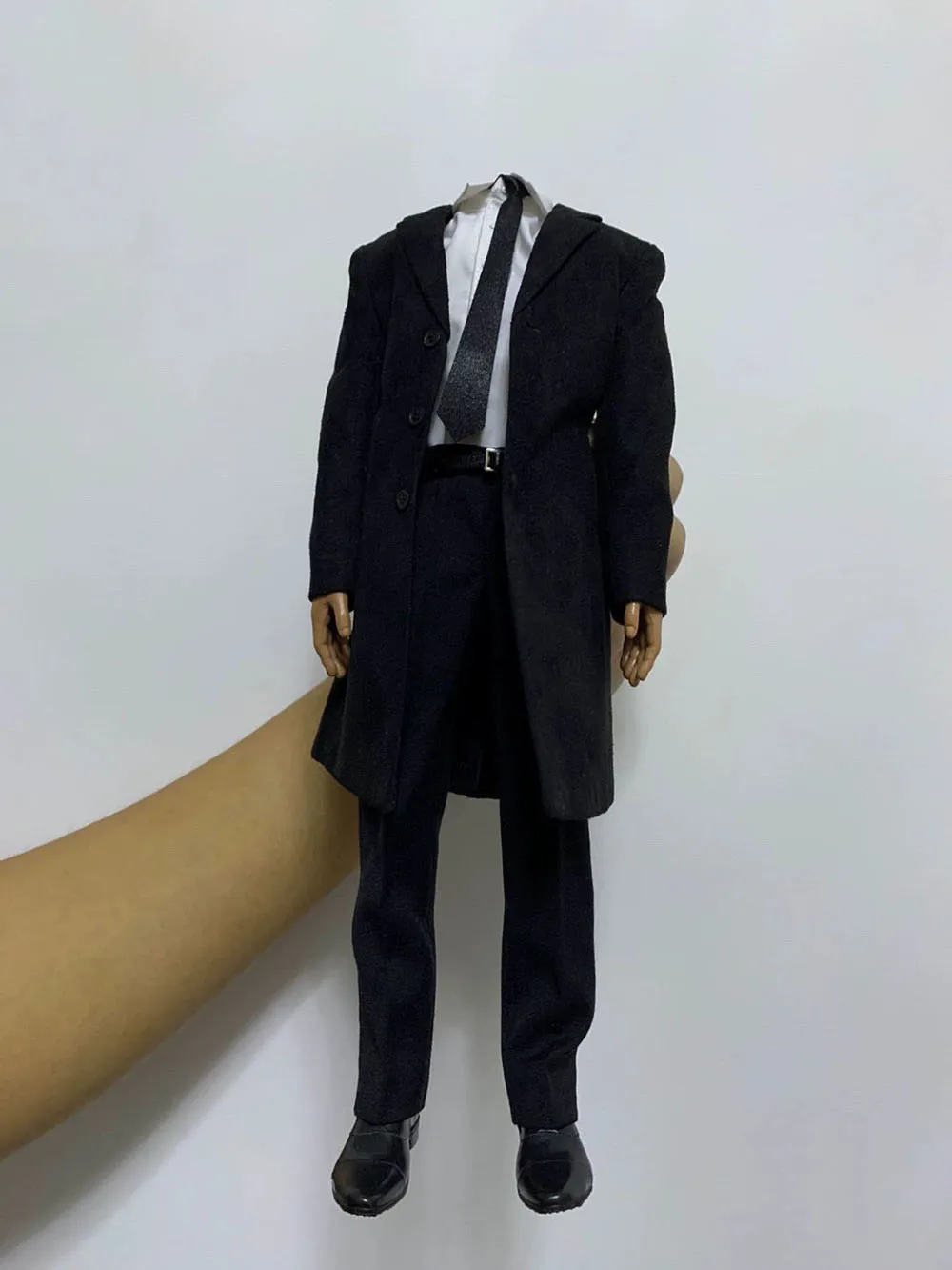 1/6 Maschio Gentiluomo Nero Giacca A Vento Cappotto Camicia Pantaloni Scarpe di Pelle Soldato Vestiti Modello Misura 12 ''Action Figure Corpo Bambole