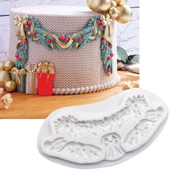 Festive Garland Christmas Silicone Sugarcraft Cupcake Baking Mold Resin Tools Chocolate Fondant Cake Decorating Tools