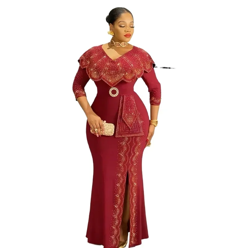 

Женское облегающее африканское платье с бриллиантами, винтажное повседневное вечернее свадебное платье, модная одежда