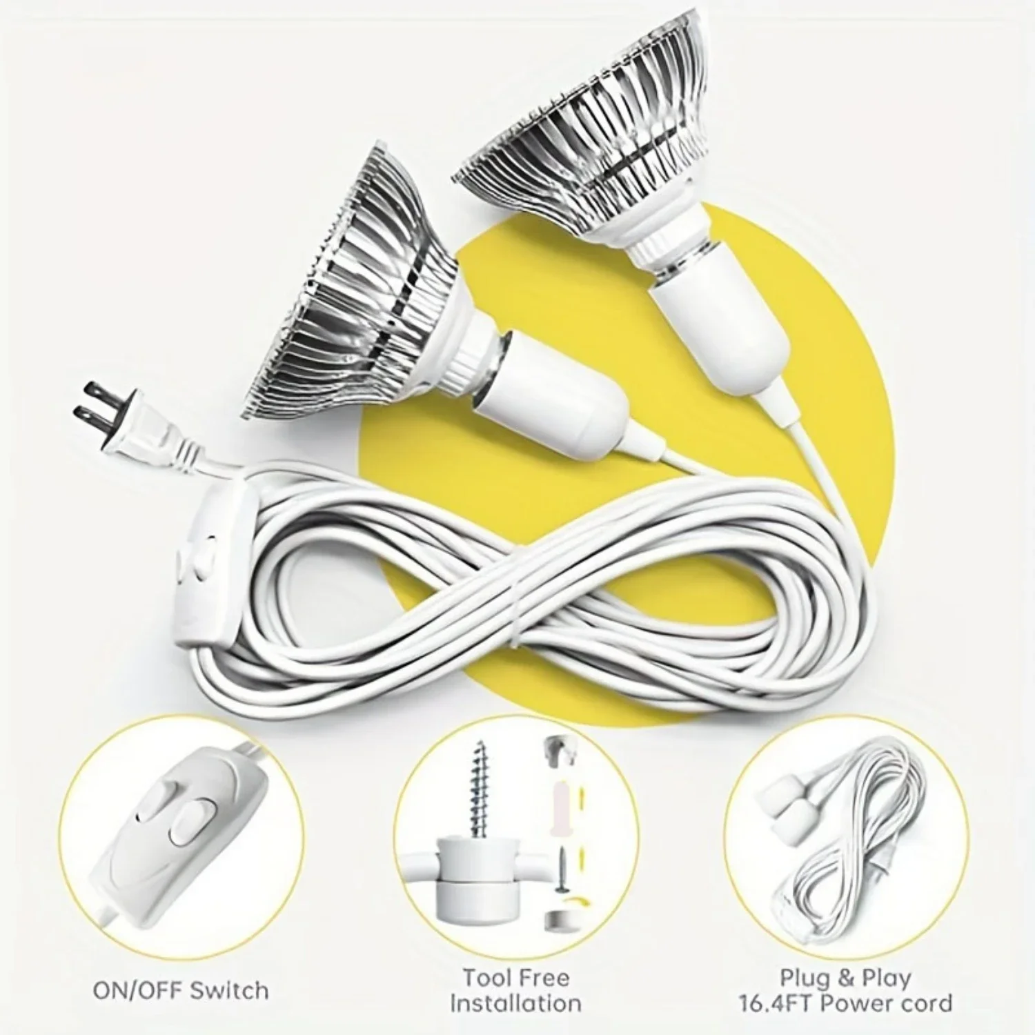 LED Full-Spectrum Plant Growth Lamp, 120 Lamp Beads *2, with 5m Double-Ended Lamp Holder Wire, Warm White Fill Light.