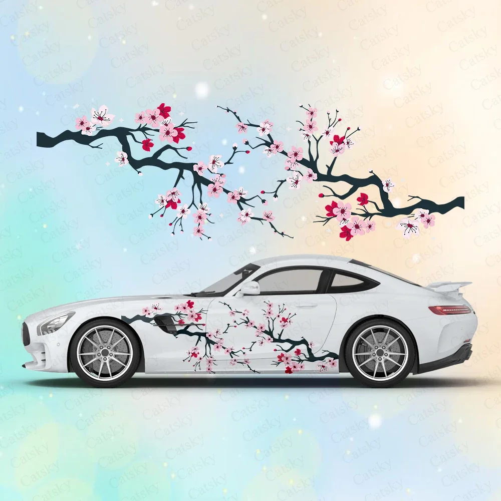 Branch of Sakura Cherry Blossoms Large Car Stickers and Decals Car Body Stickers Car-Side Decals Waterproof Car Vinyl Stickers