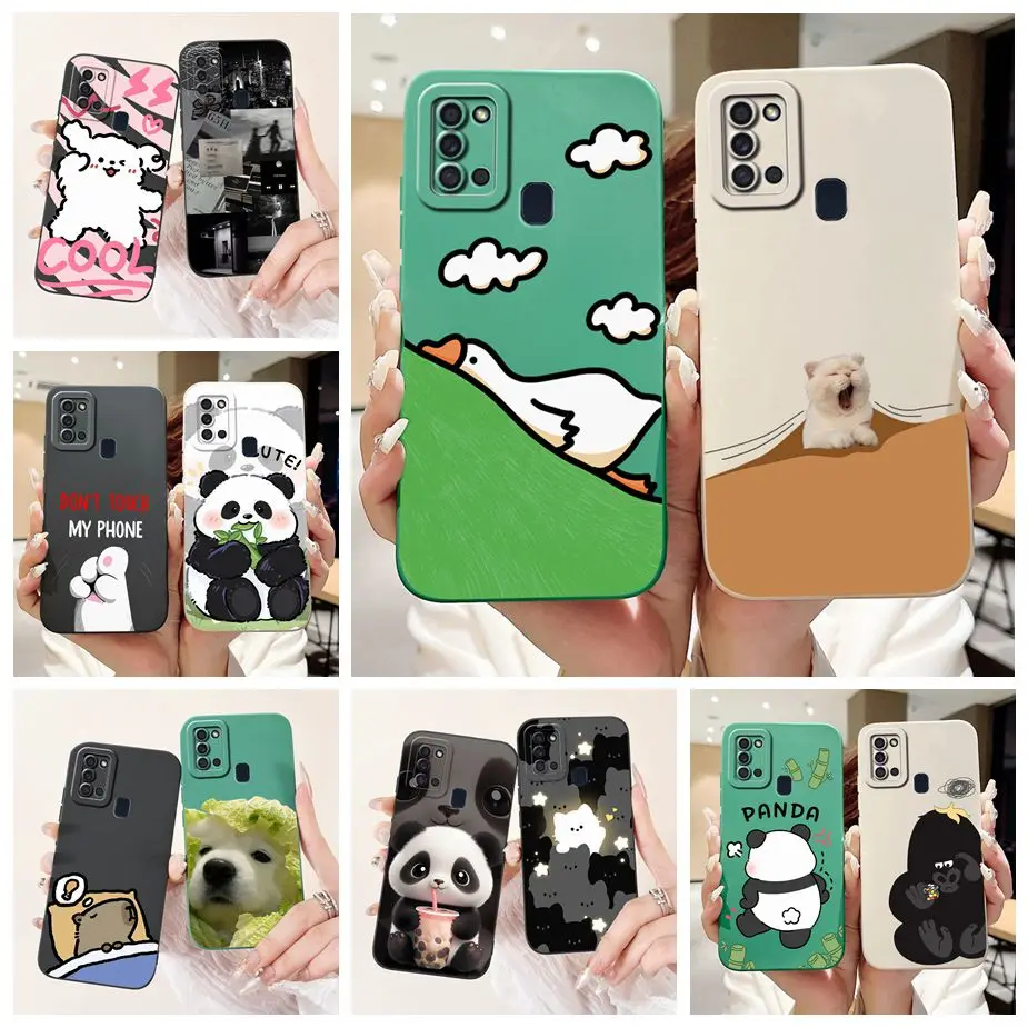 For Samsung Galaxy A21s Case SM-A217F Funny Animals Cartoon Cover Soft Silicone Phone Cases For Samsung A21s A 21 s A217F Fundas