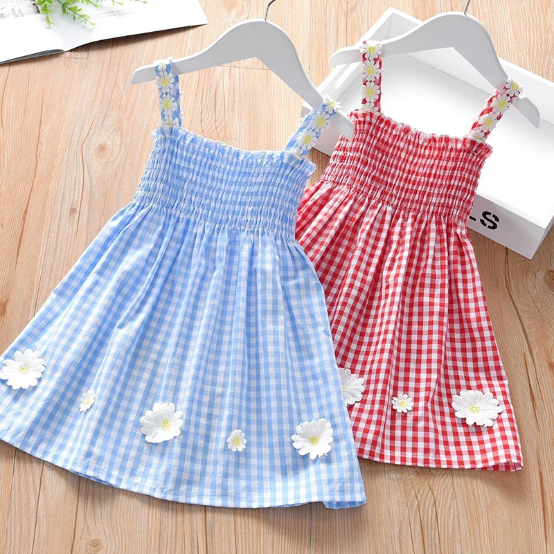 

2025 Summer Baby Girls Dress Cute Flower Camisole Little Princess Dresses For Girl Birthday Party Gift 1 To 6 Years Kids Clothes