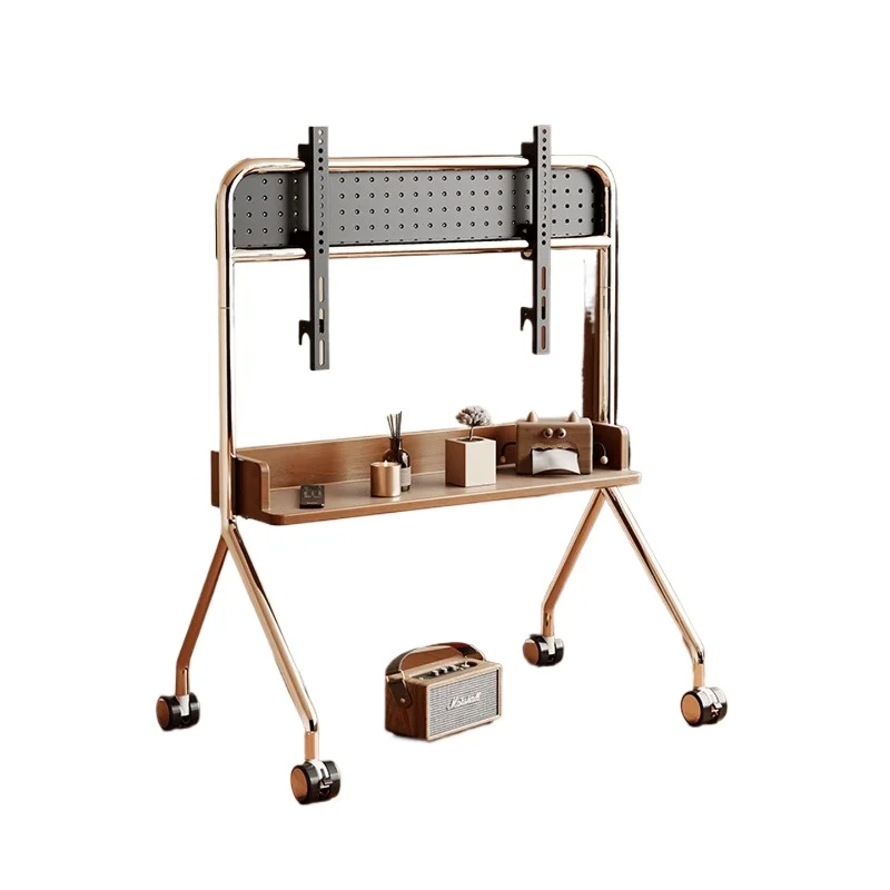 Movable TV floor bracket, solid wood conference cart, Nordic simple wind display hanger