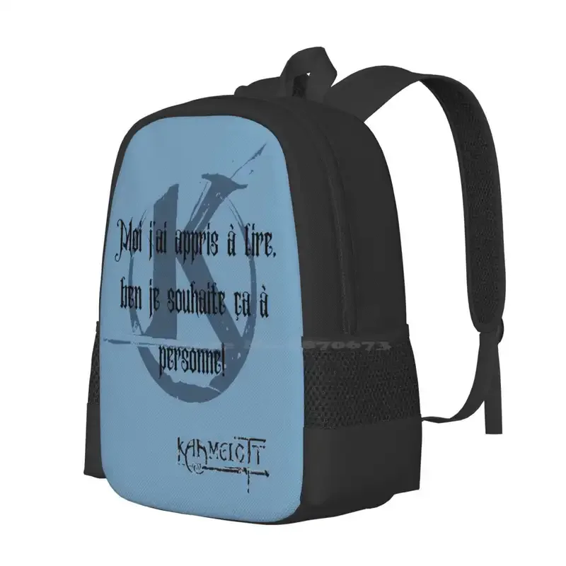 Mochila escolar con frase Kaamelott "La Lecturel!", gran oferta, bolsos de moda, Rey, Arthur, Karadoc, Perceval, película, Humor, divertido, leer