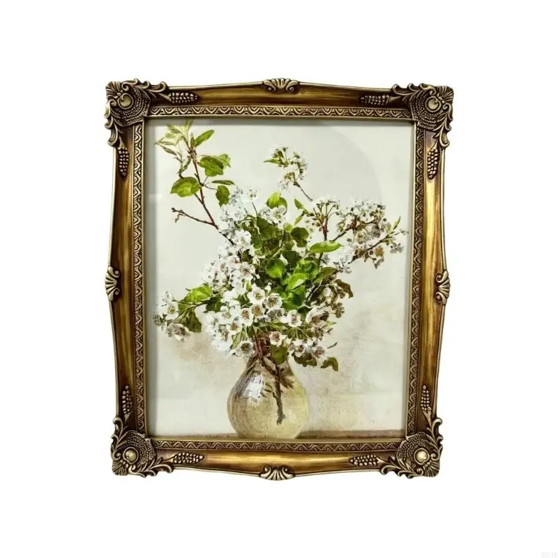 Ornate Wall Art Decors Picture Frame European Resin Framed Accent with Raised Detailing, Decorative Piece for Bedroom B03E