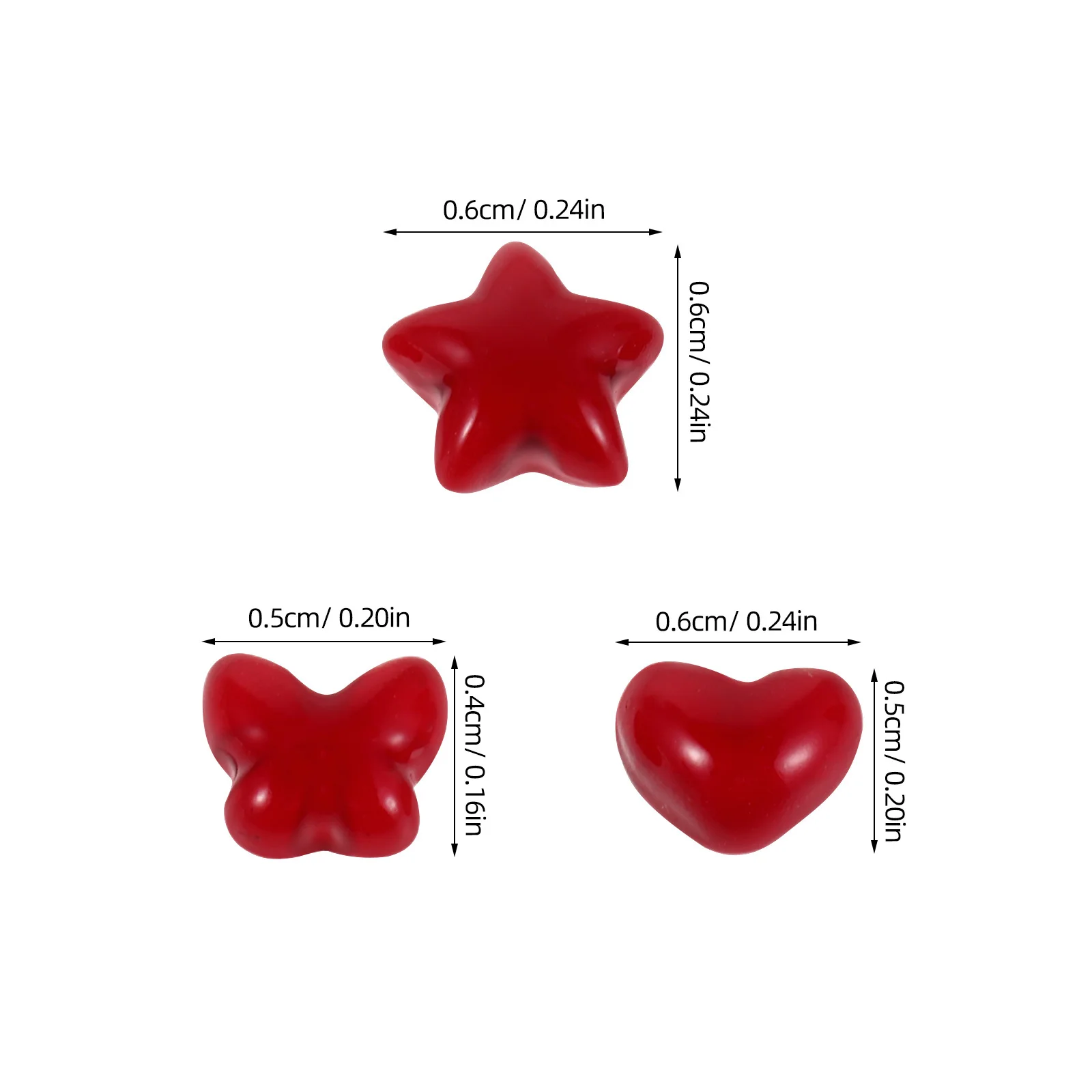 60 قطعة سحر الأظافر الأحمر القلب فراشة نجمة صغيرة الراتنج زينة DIY مانيكير عيد الحب الاستخدام اليومي سحر الأظافر #2