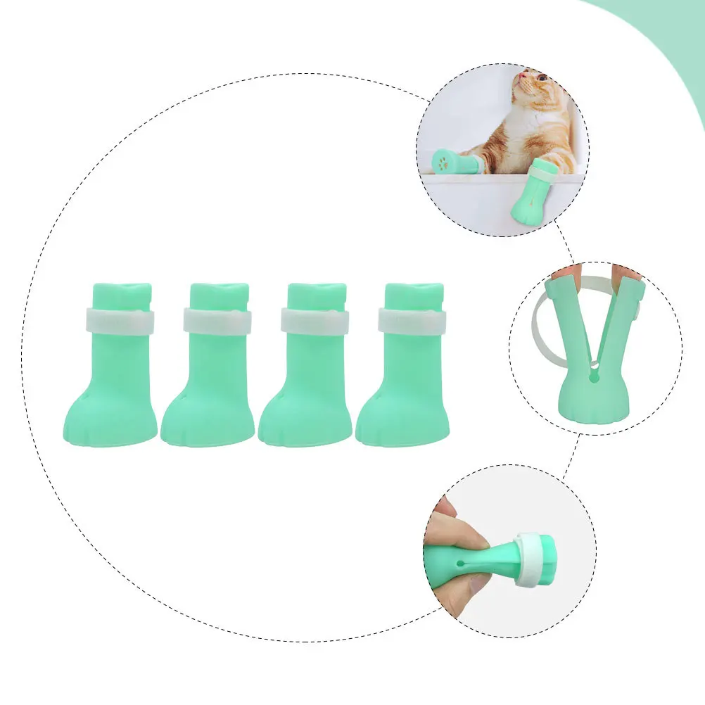 

4Pcs Cat Booties Silicone Non-Slip Cat Claw Covers for Grooming Protection Pet Hospital Home Use Washable Feet Covers