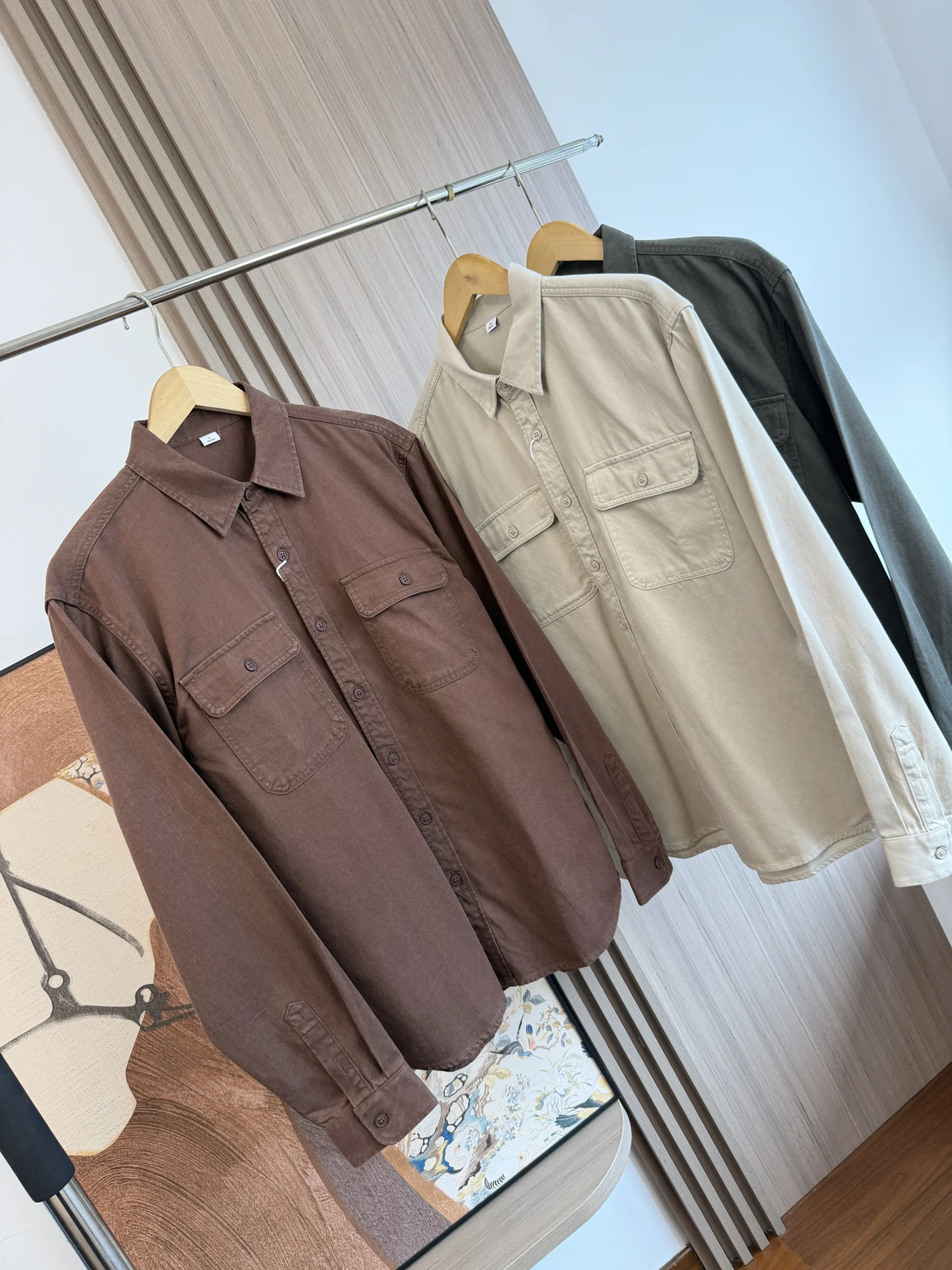 Japanese Style Heavyweight Lyocell  Cotton Blend Men's Autumn Versatile Workwear Collar Shirt Jacket Breathable Casual ...