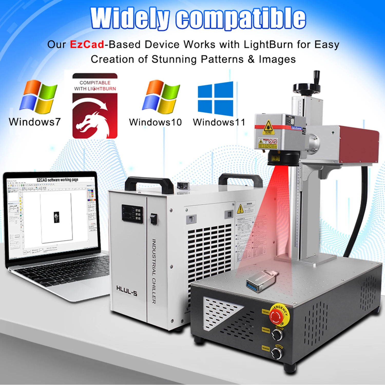 15W CRS UV Laser Marking Machine Professional High Accuracy Laser Engraver for Glass/Wood/PVC/Metal/Plastic Leather