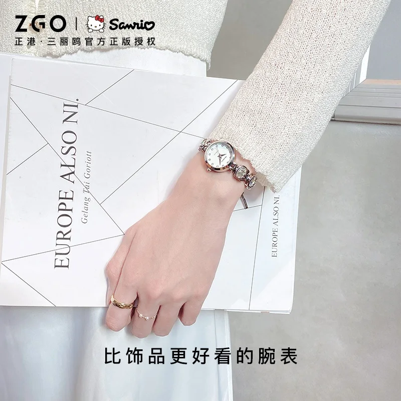 ZGO x Hello Kitty Ladies Watch. Joint watch. Waterproof quartz rhinestone watch for female students. 2181