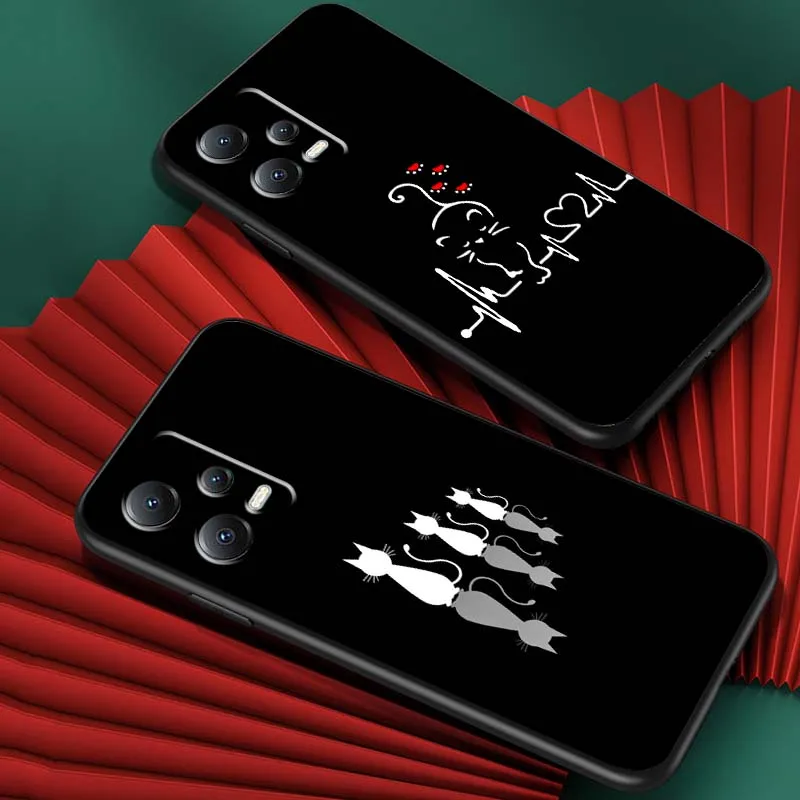 Dark Anime Cat Art Voor Xiaomi Redmi Note 15 14 13 12 12 S 11E 11 11 S Pro Plus 4G 5G Zwart Zachte TPU Cover