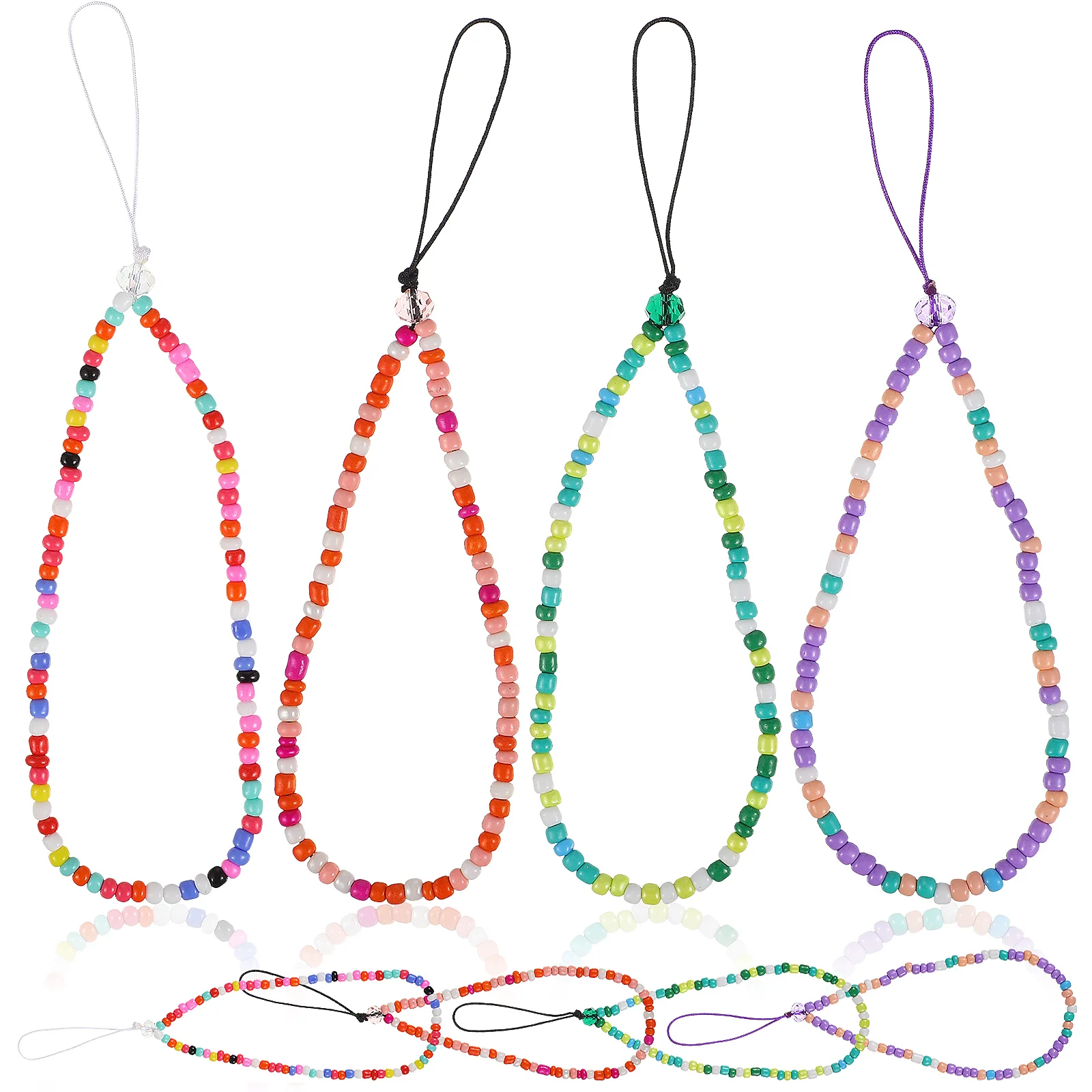 

8 Pcs Beaded Mobile Phone Chain Case Cool Keychain Resin Strap Long Cellphone Rope