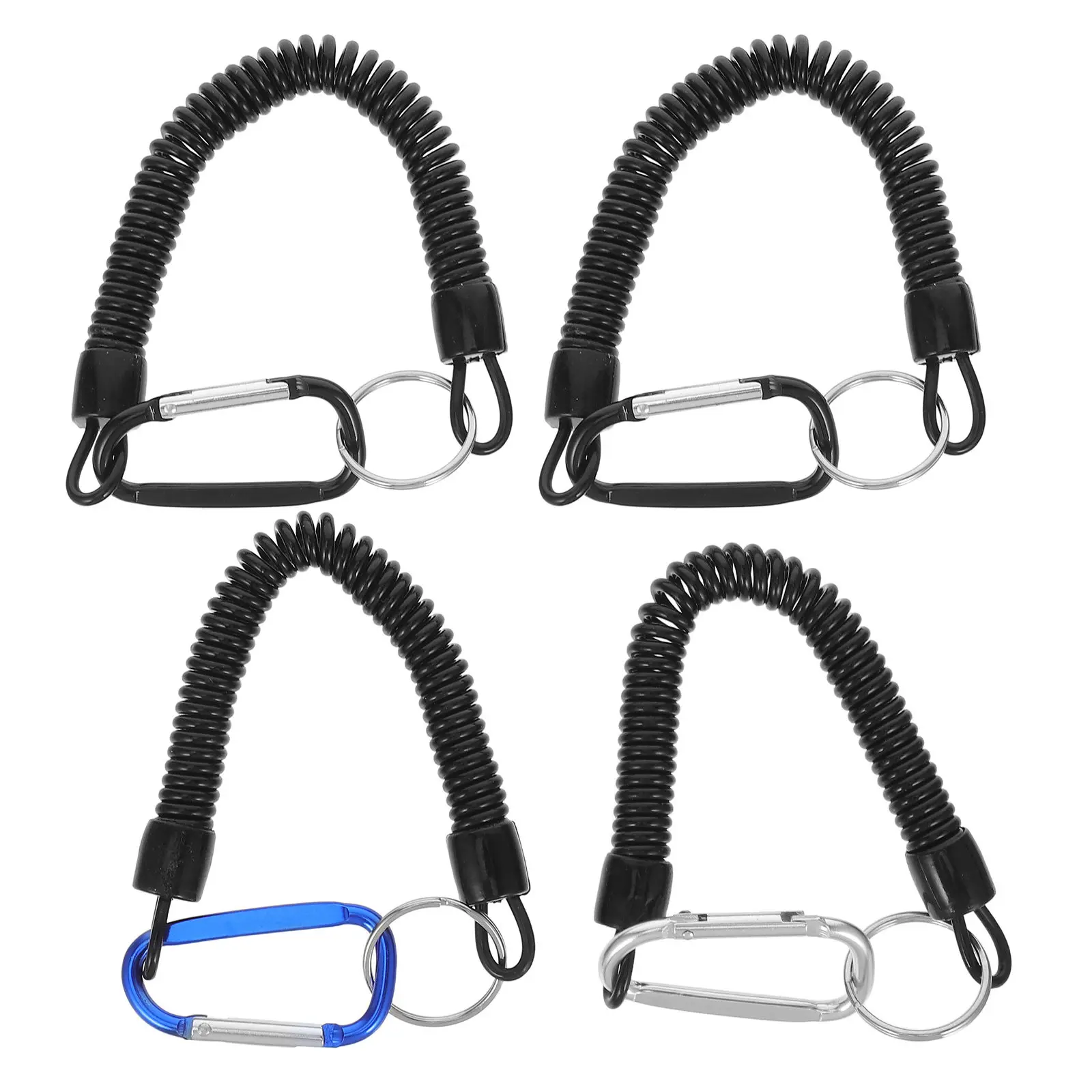 

4pcs Anti-Lost Keychain Retractable Spring Coil Cord Buckle Durable Elastic Rope For Outdoor Recreation Bungee Lanyard Safety