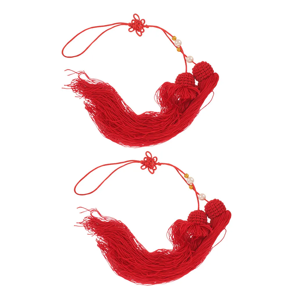 Tai Chi Sword Tassels 2 Pack Bright Red Hanging Decor for Martial Arts Training Competition DIY