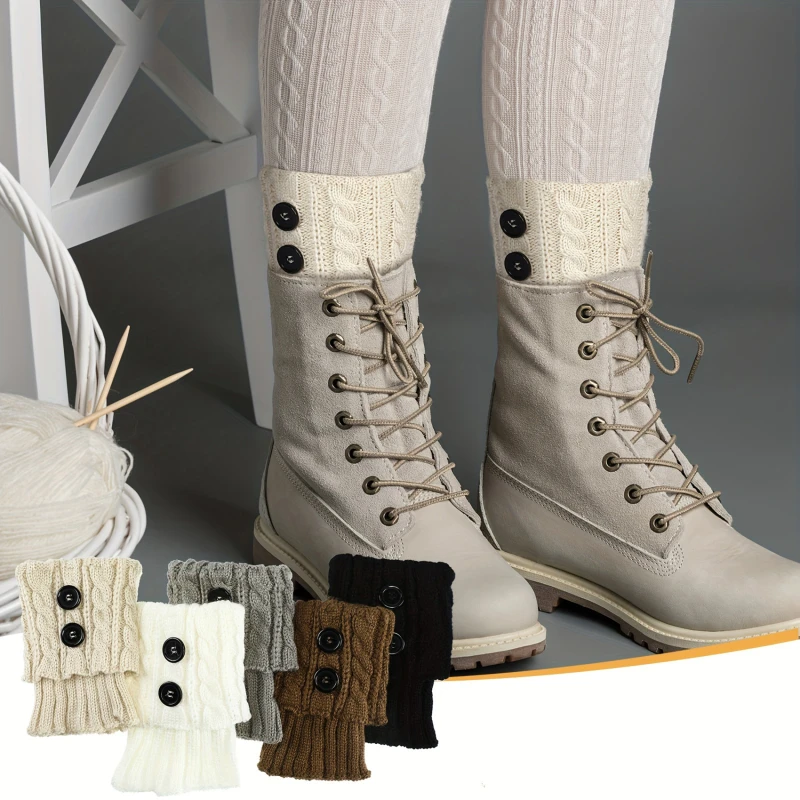 Fried Dough Twists wool socks Solid Color Women Crochet Boot Leg Warmers Boot Cover Keep Warm Socks Boot Toppers Gaiters