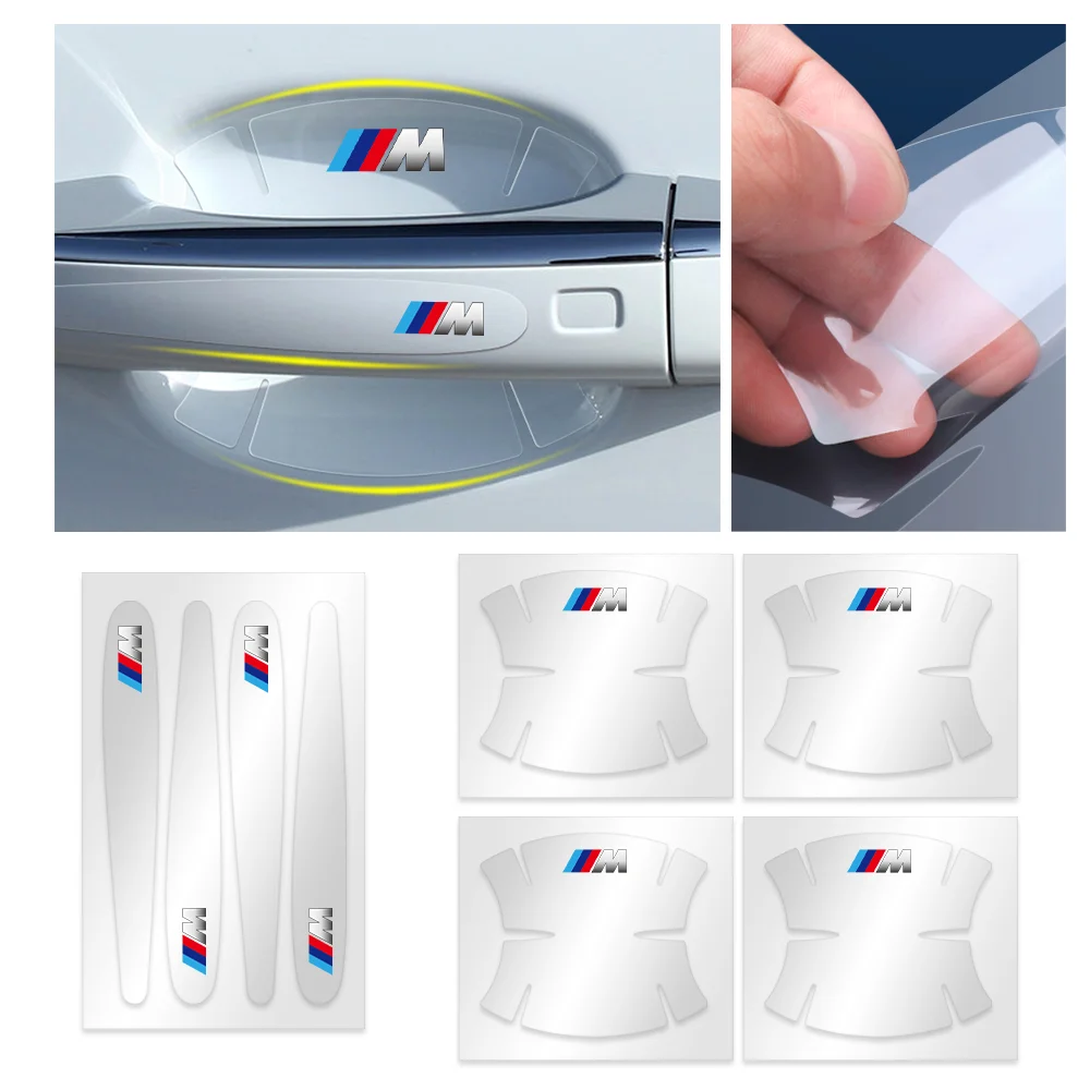 8pcs Transparent Car Door Handle Anti Scratches Protector Film Sticker For BMW M Performance X1 X3 E46 E39 F20 X5 E90 E60 Series