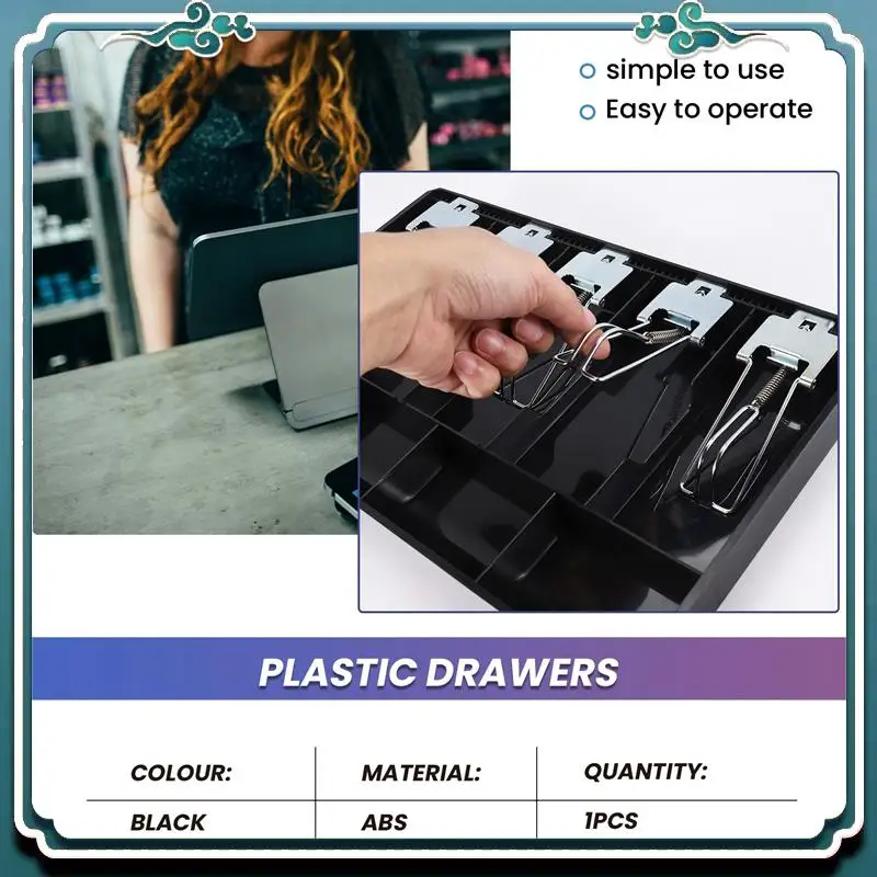 

Premium 5-Grid Money Cash Coin Register Insert Tray Replacement Cashier Drawer Storage Register Tray Box Classify Store