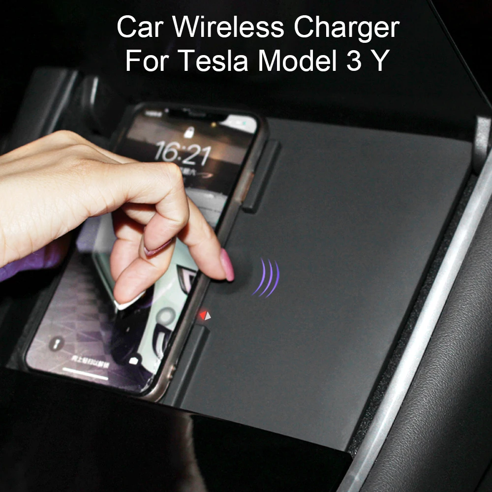 For Tesla Model 3 Y Car Wireless Charger USB Ports Fast Charger Dual Phones Accessories Carbon ABS New