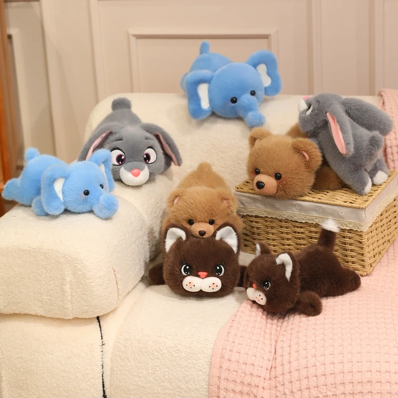 

25-32cm Cute Cartoon Little Bear Cats Plush Toy Desktop Ornam Accompany Elephant Doll Soft Stuffed Animal Bunny for Kids Gifts
