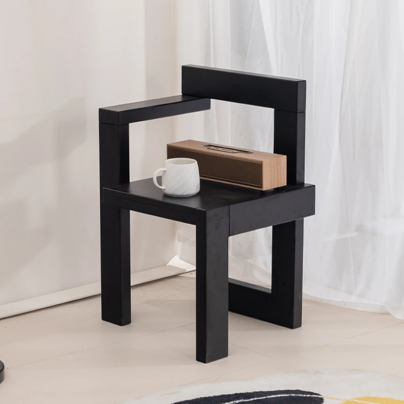 Geometr Antique Solid Wood Single Chair Simple Leisure Chair Italian Light Luxury Dining Personality Design Creative Chair