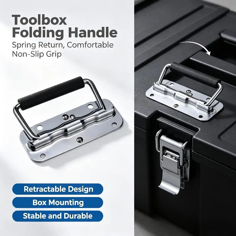 1Pcs Stainless Steel Knobs Spring Handle Prop Luggage Accessory Hardware Handle Movable Handle Industrial Handle Tool Box Handl