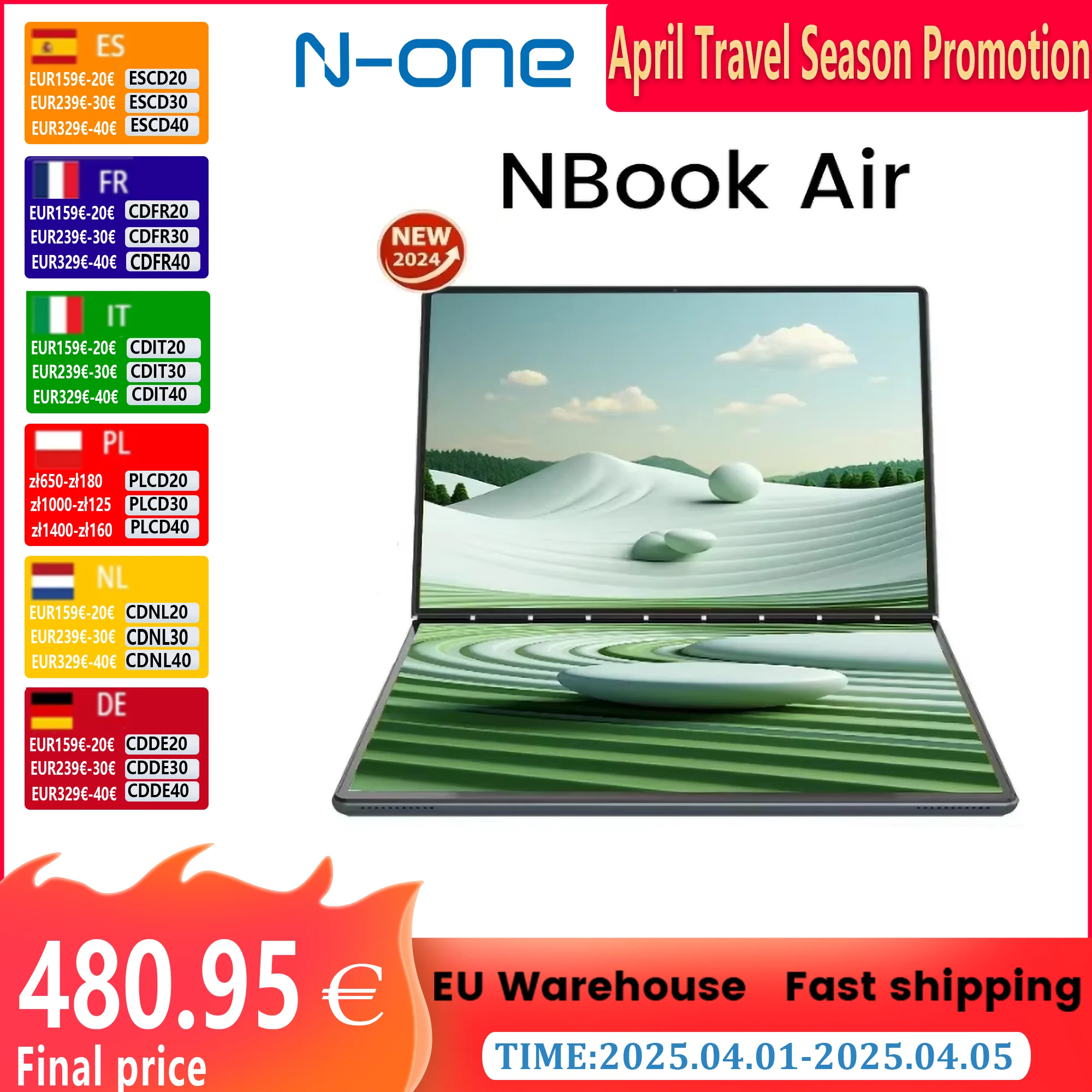 2024 n-one nbook air windows 11 Intel n100 Dual 13,5 Zoll Dual-Touchscreen 2 in 1Laptop 16GB 512GB