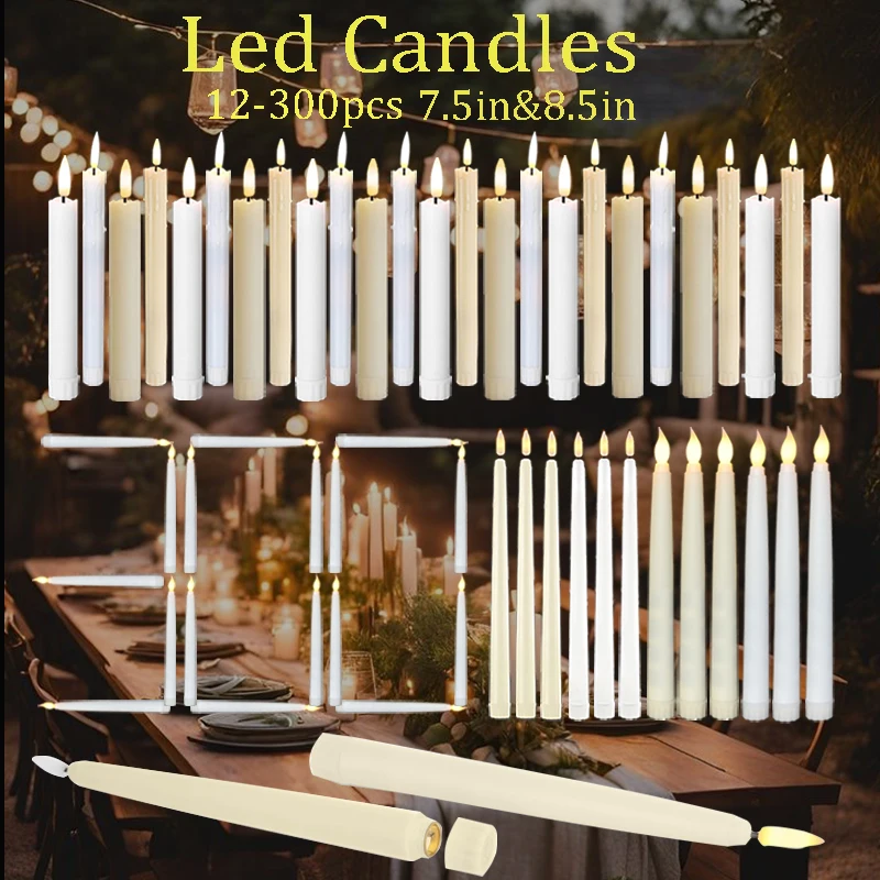 12-300 قطعة LED عديمة اللهب تفتق الشموع بطارية تعمل الشموع الخفقان لعيد الميلاد ديكور المنزل الزفاف