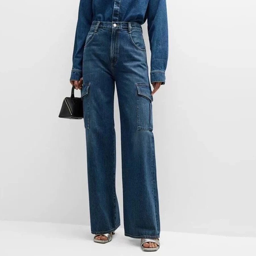 

Maxdutti French Minimalist Fashion High Waisted Loose Straight Casual Workwear Denim Pants For Women's Jeans Woman Clothing 2026
