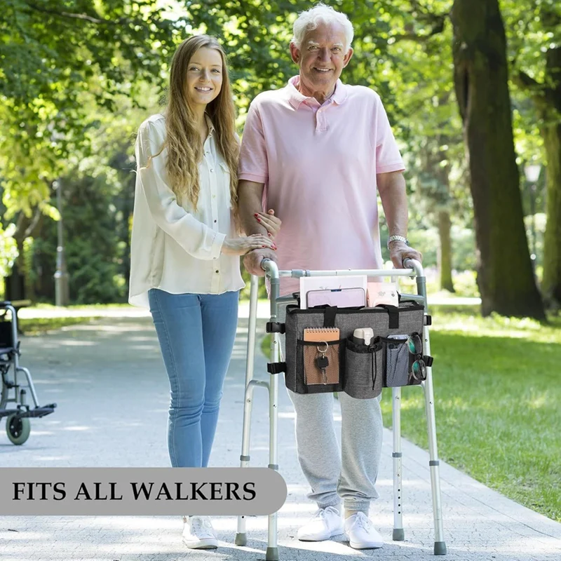 Foldable Walker Accessories With Cup Holder & Organizer Pouch