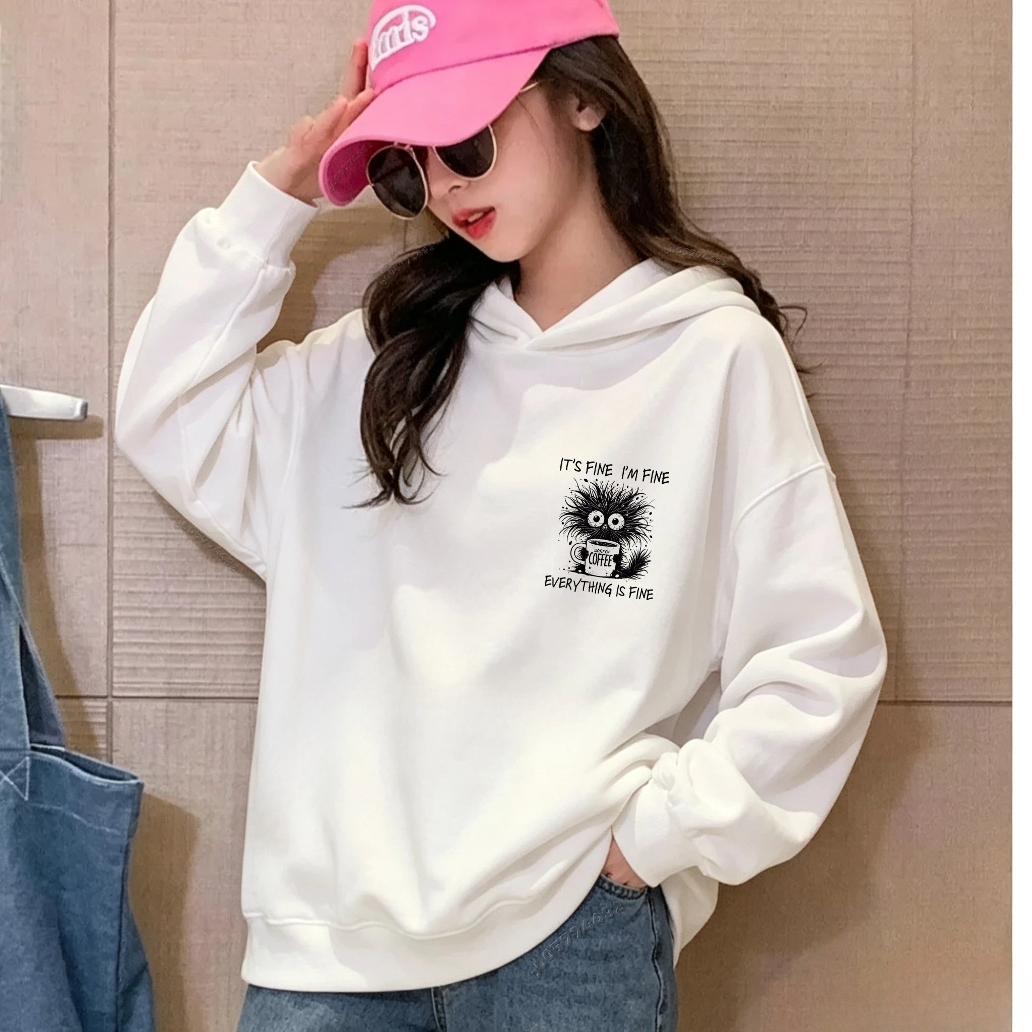 Children's Fluffy Monster Print Hooded Sweatshirt for Autumn/Winter, Suitable for Teenagers and Adults, Casual Long-Sleeved Top