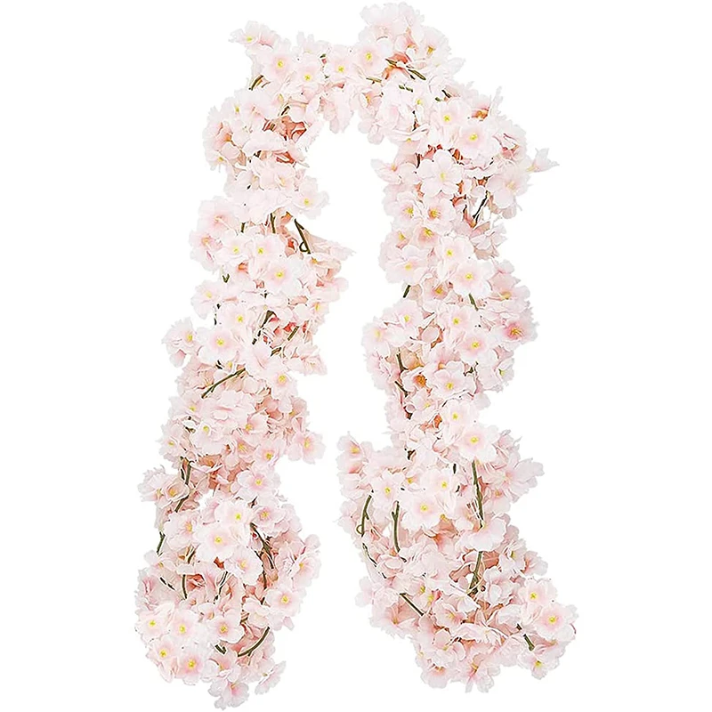 180 cm künstliche Sakura-Blumen, Großhandel, Ranken, Hochzeit, Garten, Rosenbogen, Heimdekoration, Seiden-Scrapbook-Hintergrund, Wandpflanzen – Detail 4