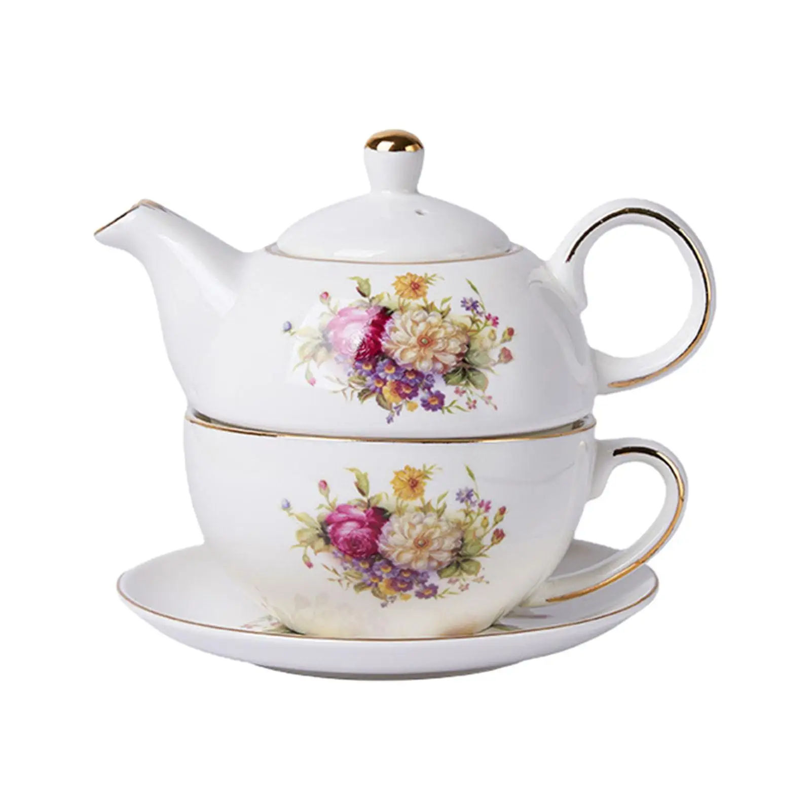 Porcelain Teapot and Cup Set Reusable Durable Vintage Water Kettle Tea Kettle Pot Coffee Pot for Home Afternoon Tea Party
