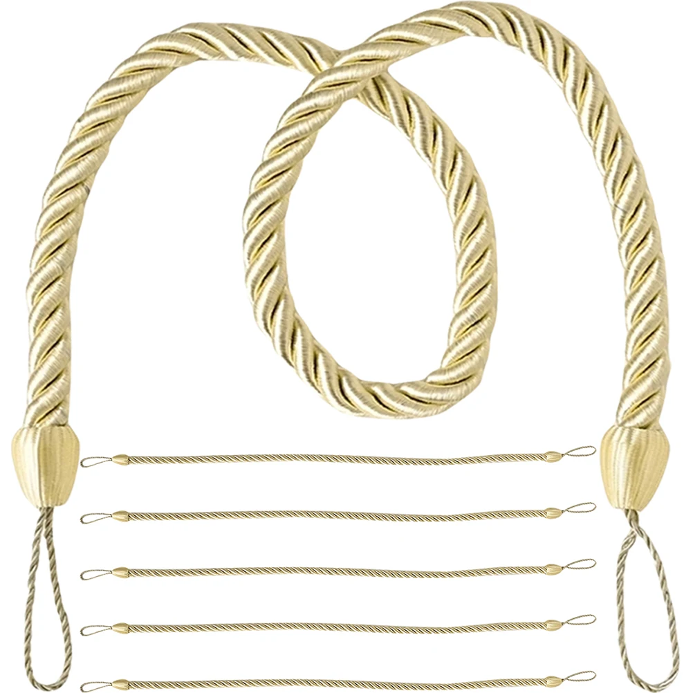 

6 Pcs Tie Simple Type Curtain Backs Home Tieback Closure Buckle Cake Beige Rope