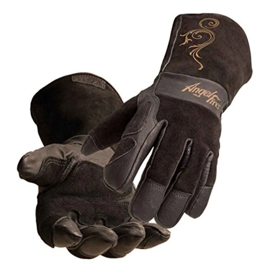 LS50 AngelFire Women's Stick Glove Premium Grain Pigskin Palm Split Cowhide Back Abrasion Resistance Kevlar Stitching Small Bla
