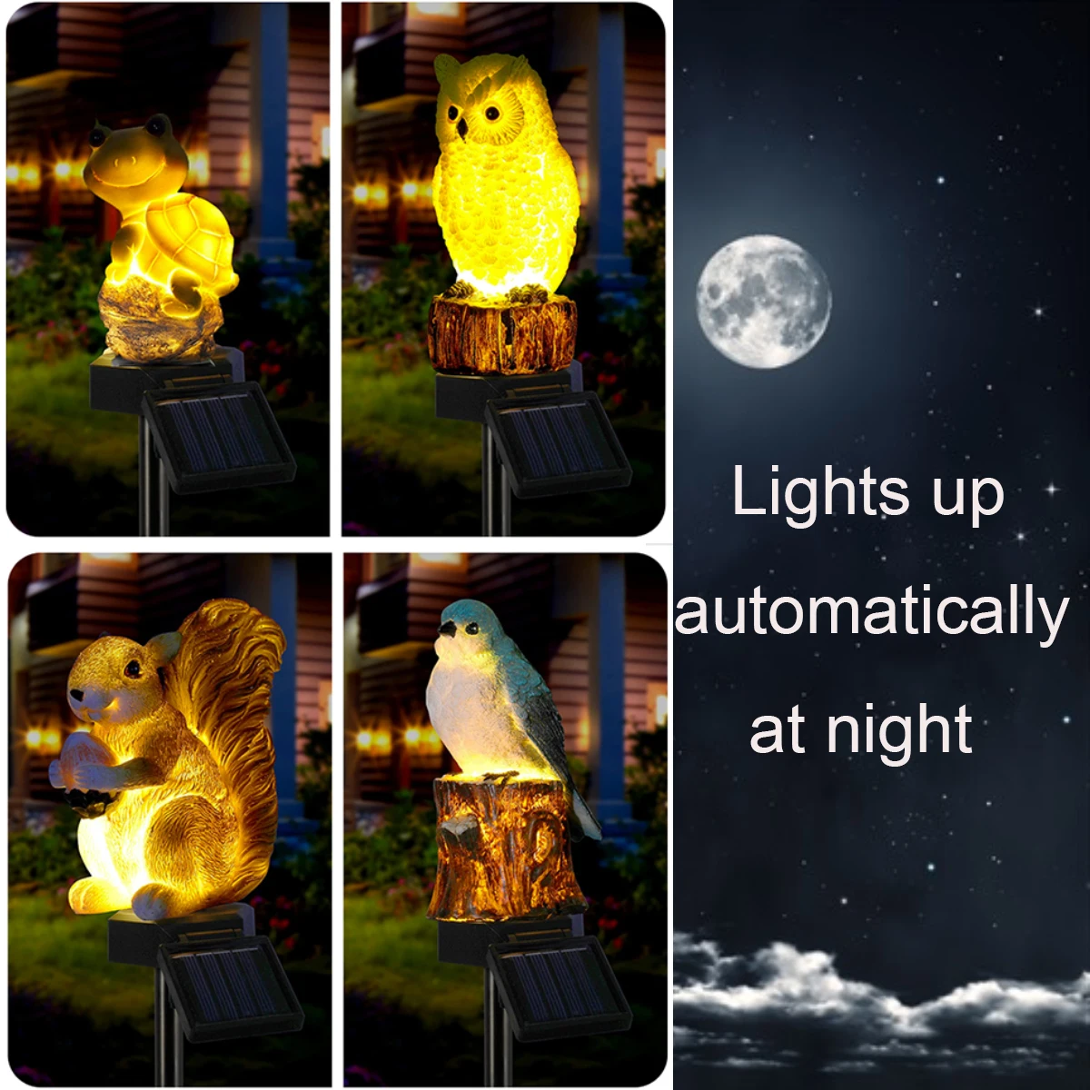 Solar Decorative Garden Light, Waterproof Cute Animal Outdoor Figurine Lights Ornament Statue Decor for Pathway, Patio, Lawn