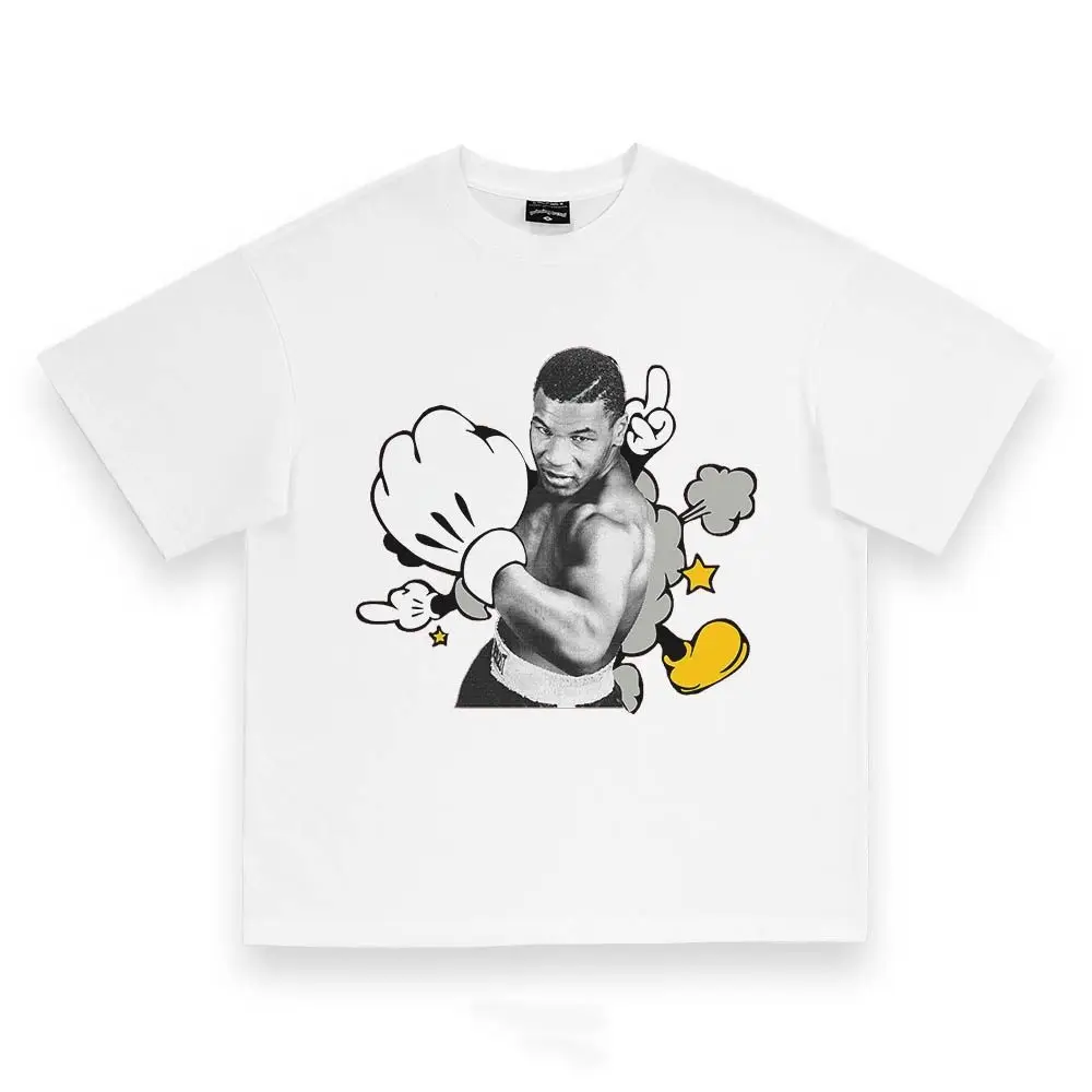 

Blockbuster T-Shirt Tyson Disney Mickey Mouse Spoof Digital Print Hip Hop High Street American Short Sleeve Loose Unisex