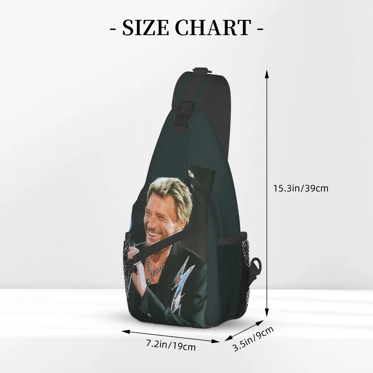 Johnny Hallyday-bandolera pequeña para el pecho, mochila de hombro para senderismo al aire libre, mochilas de día, Satchel de cantante de Rock francés