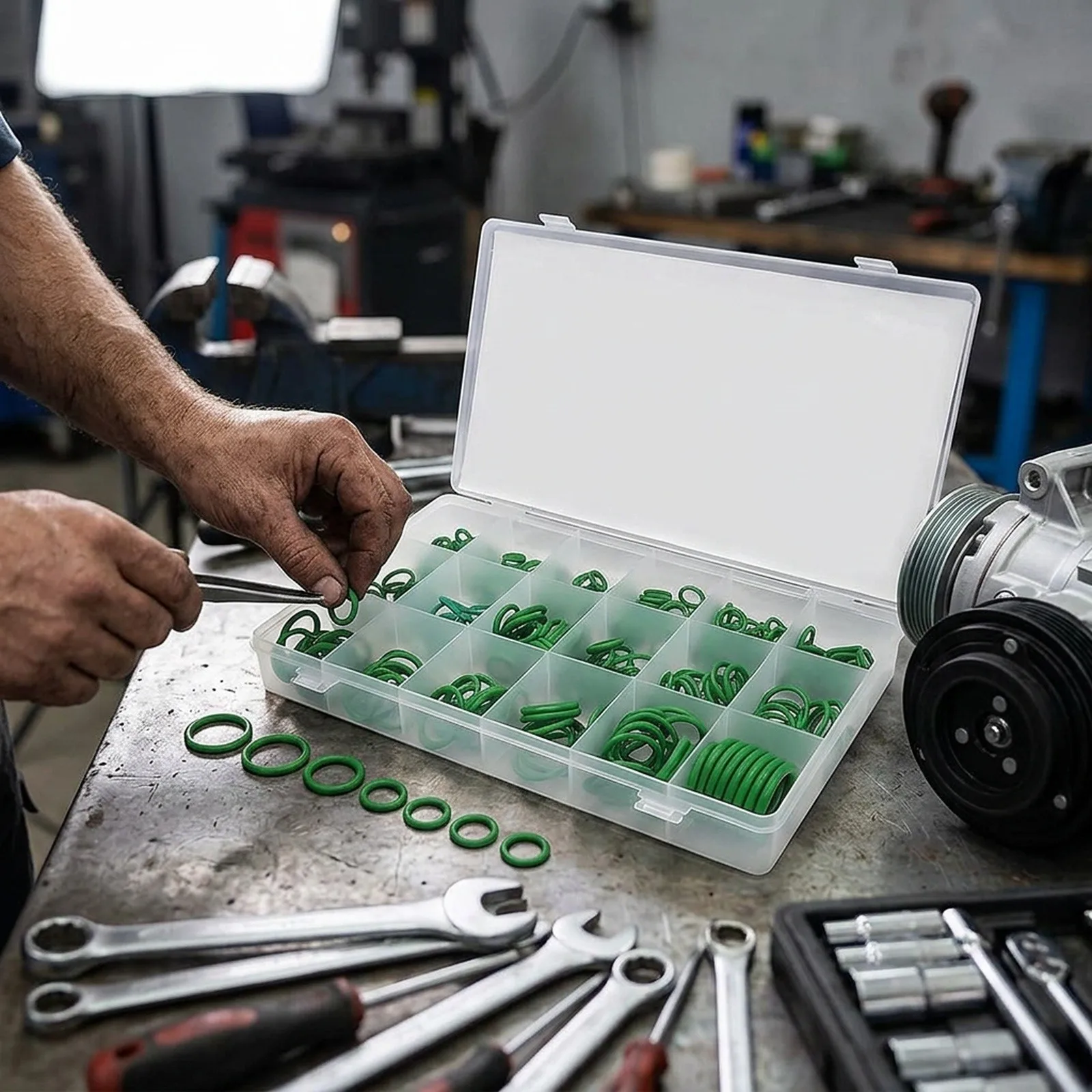 Compressor O Rings Set 530 Pieces with 18 Sizes for Automotive Air Conditioning Plumbing and Machinery Sealing Needs