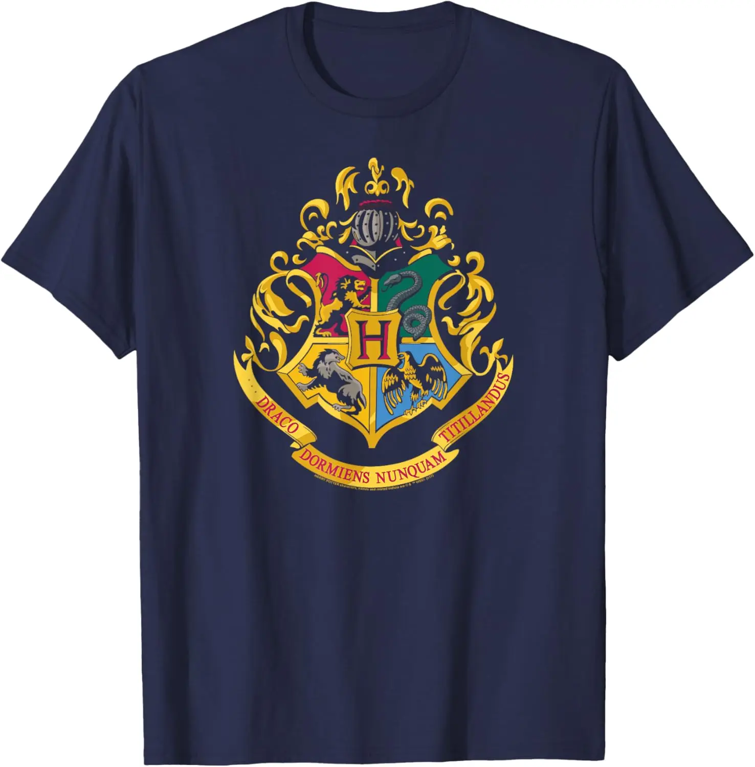 Camiseta original con escudo de la escuela de Hogwarts de Miniso X Harry Potter de Unicornio