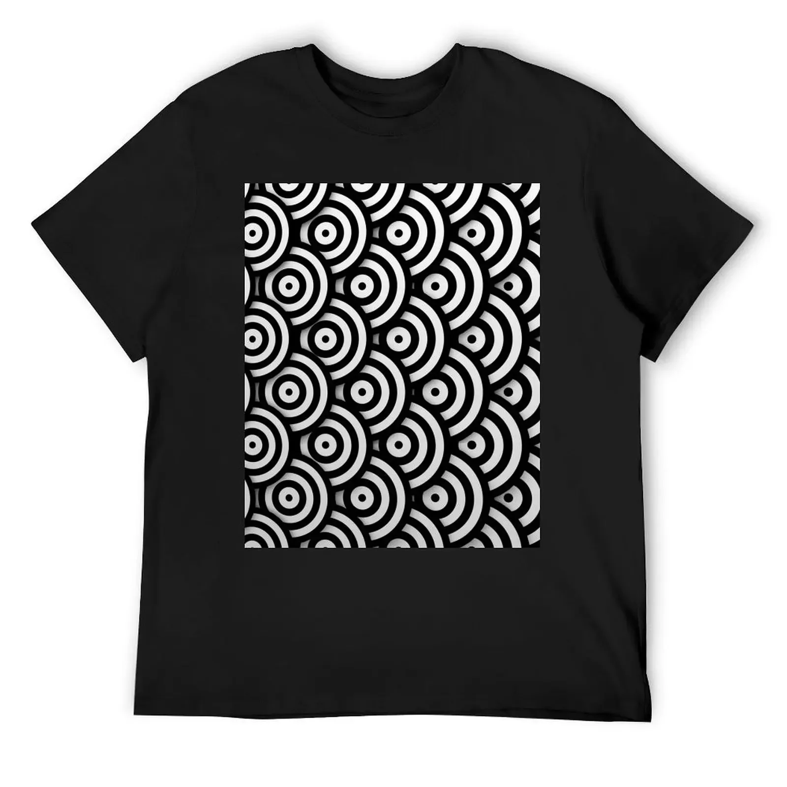 

Optical Illusion Op Art Black and White Bullseye Scales T-Shirt blanks vintage man clothes mens tall t shirts